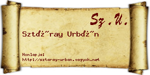 Sztáray Urbán névjegykártya